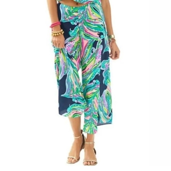 Lilly Pulitzer Posy Don’t Leave Me Hanging Wide Leg Pants Size 2 - Picture 1 of 9